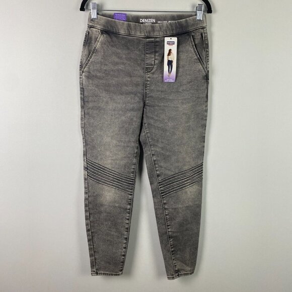 Levis High Rise Moto Jegging Pull On Jeans Womens Size M Gray Wash Denim - Picture 1 of 12